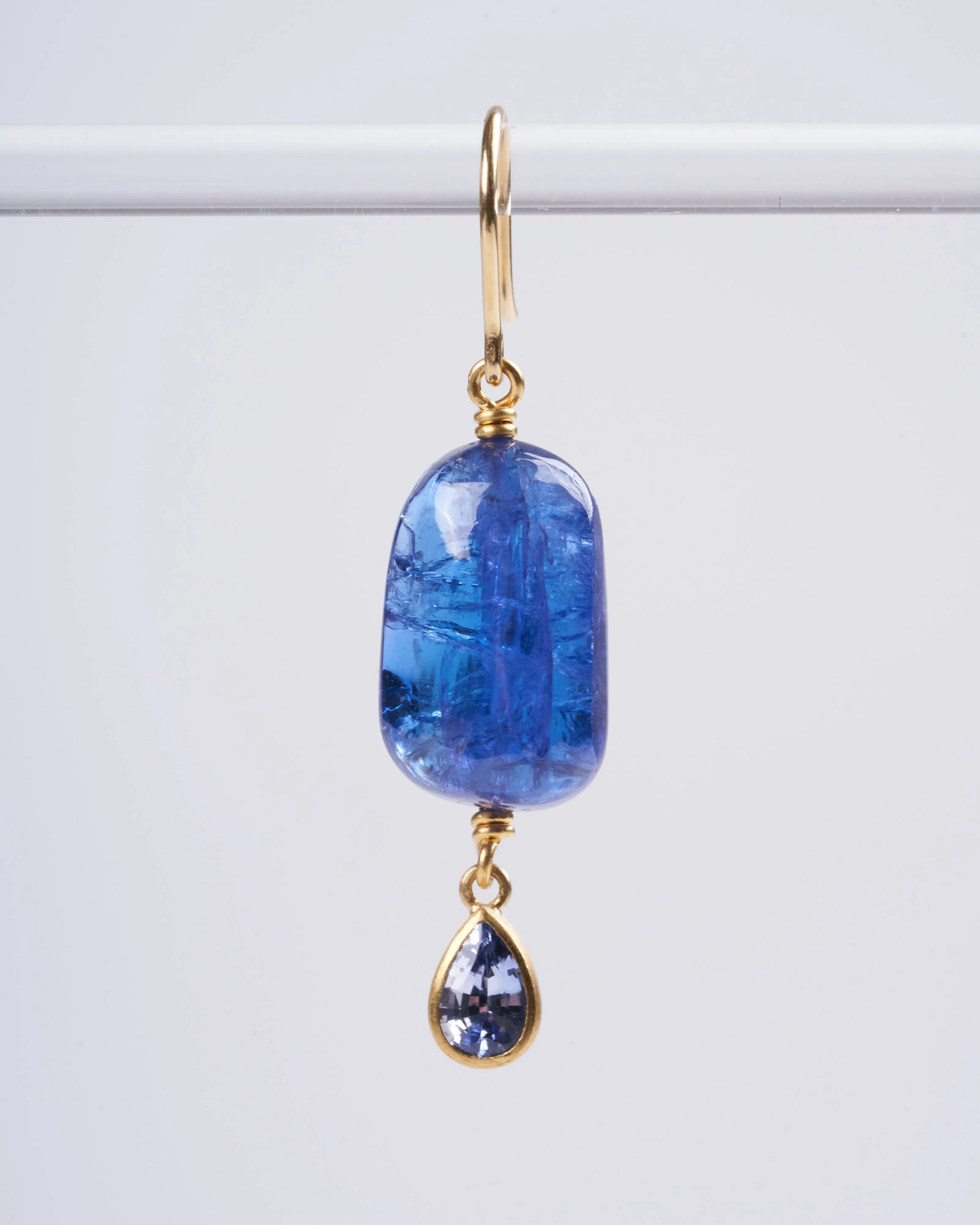 tanzanite and sapphire earrings - blue and gold
