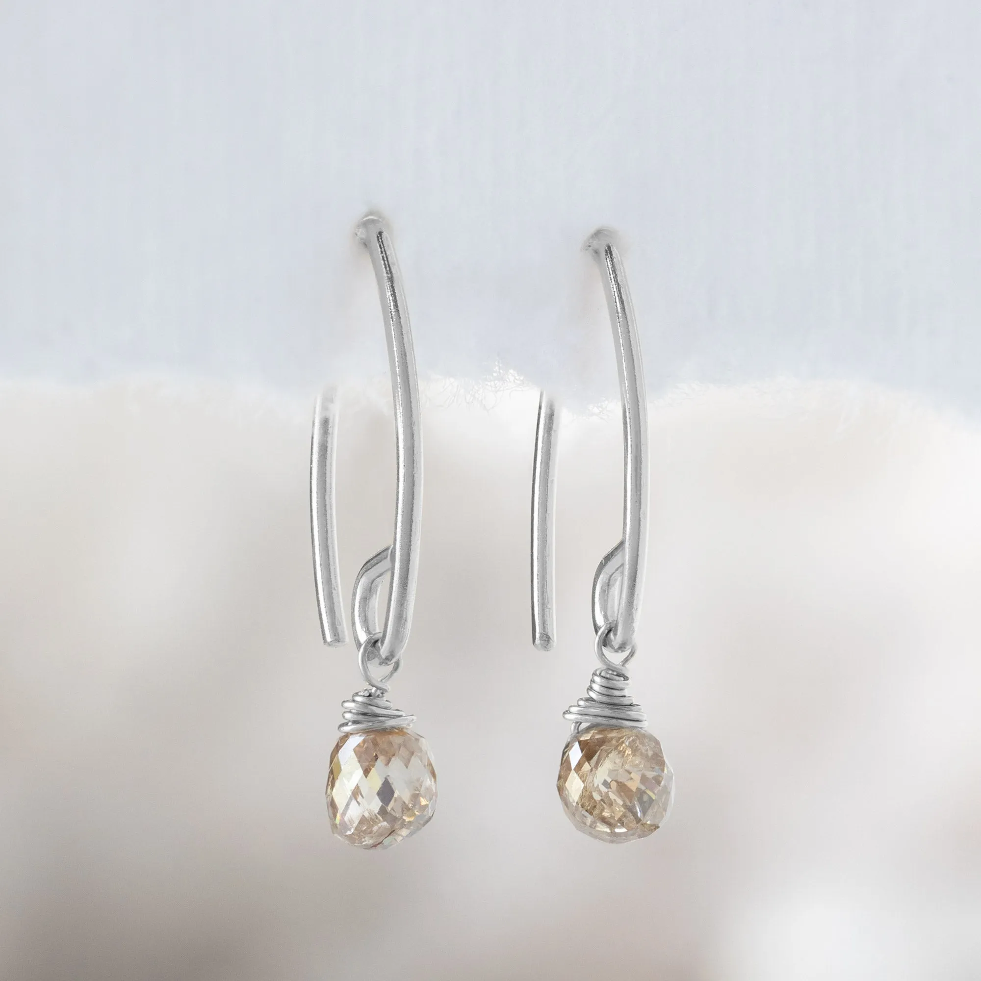 The Simple Champagne Diamond Drop Earrings | Sterling Silver