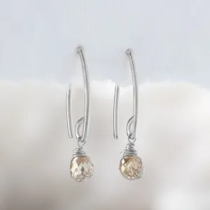 The Simple Champagne Diamond Drop Earrings | Sterling Silver
