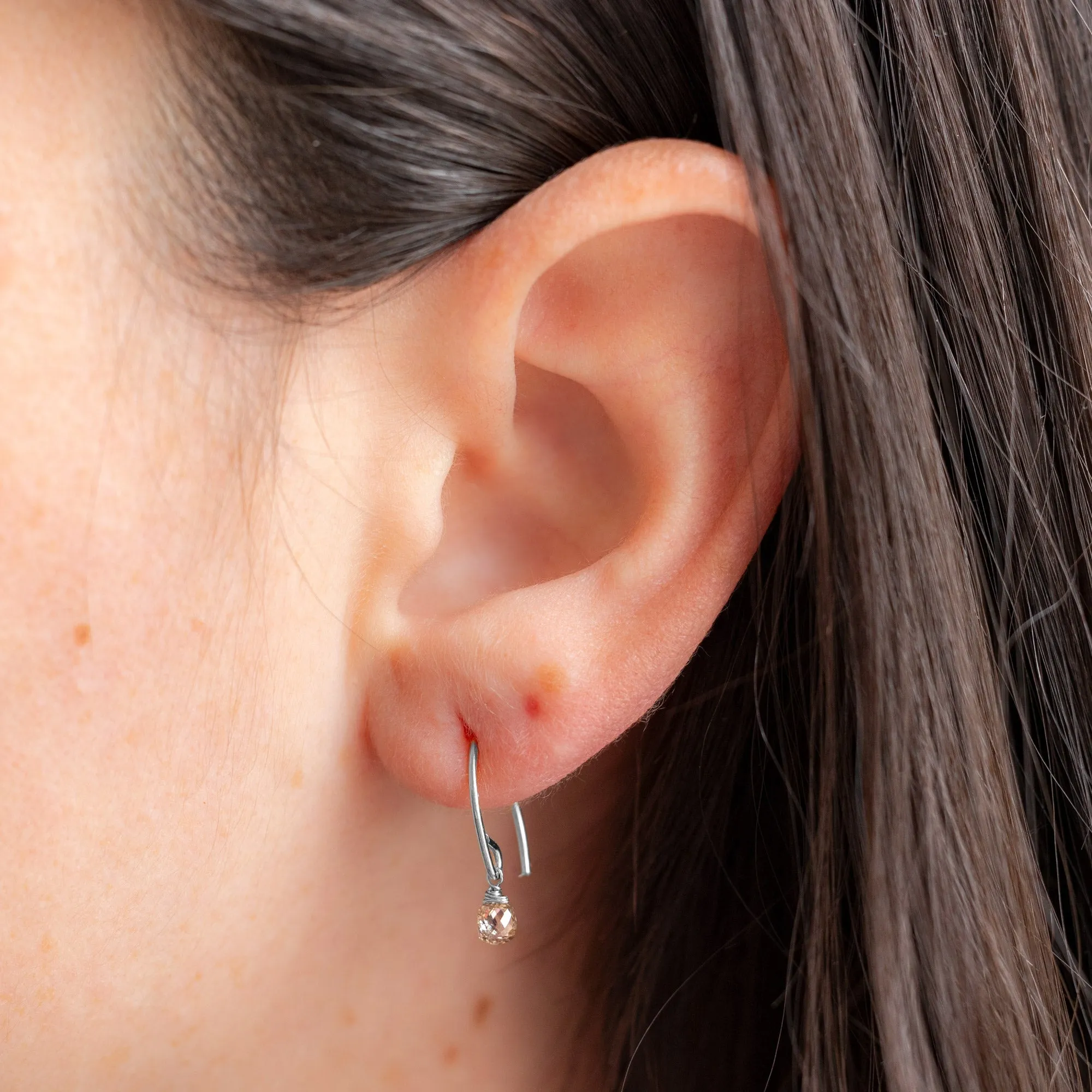The Simple Champagne Diamond Drop Earrings | Sterling Silver