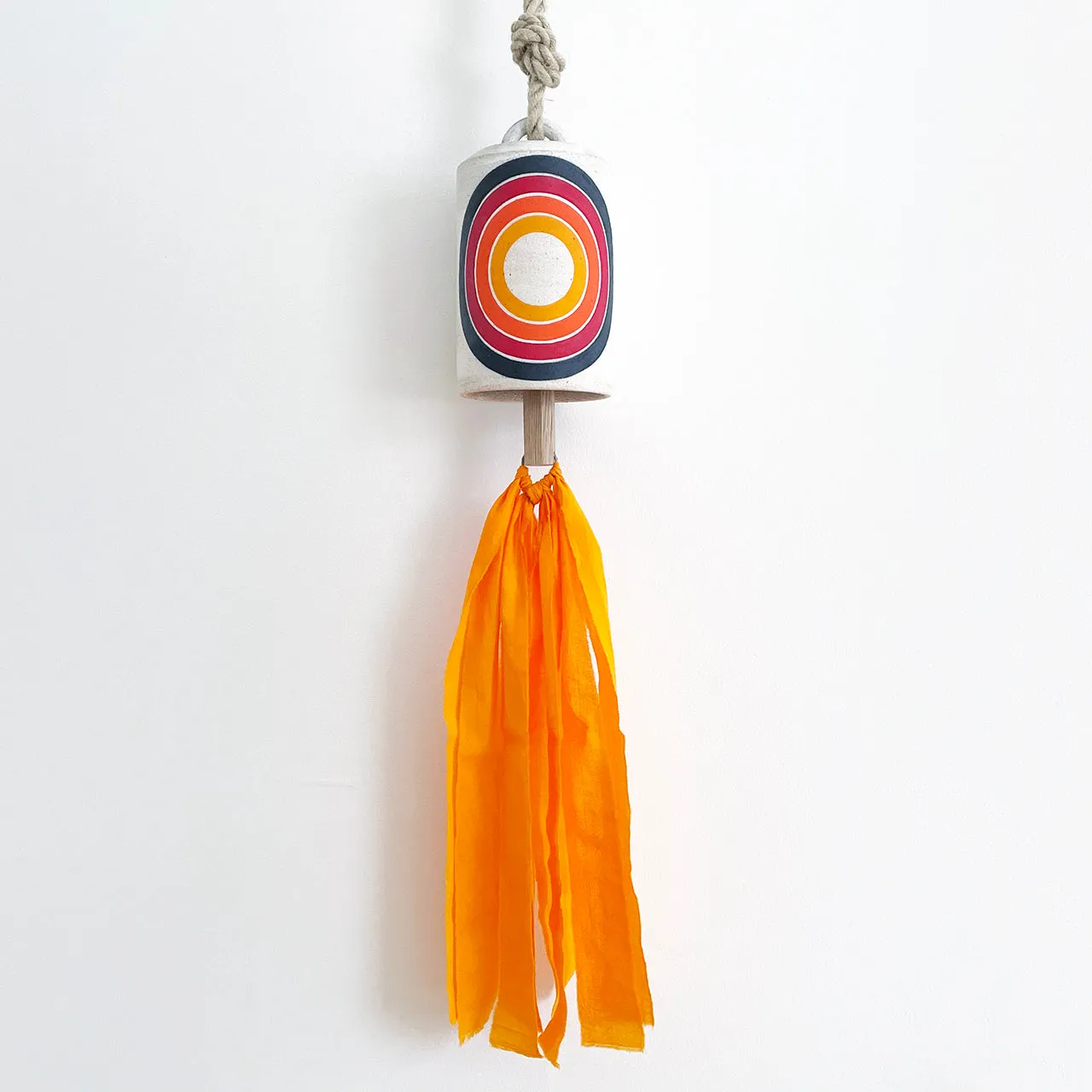 Thrown Bell Tall: Rings Rainbow Tassel