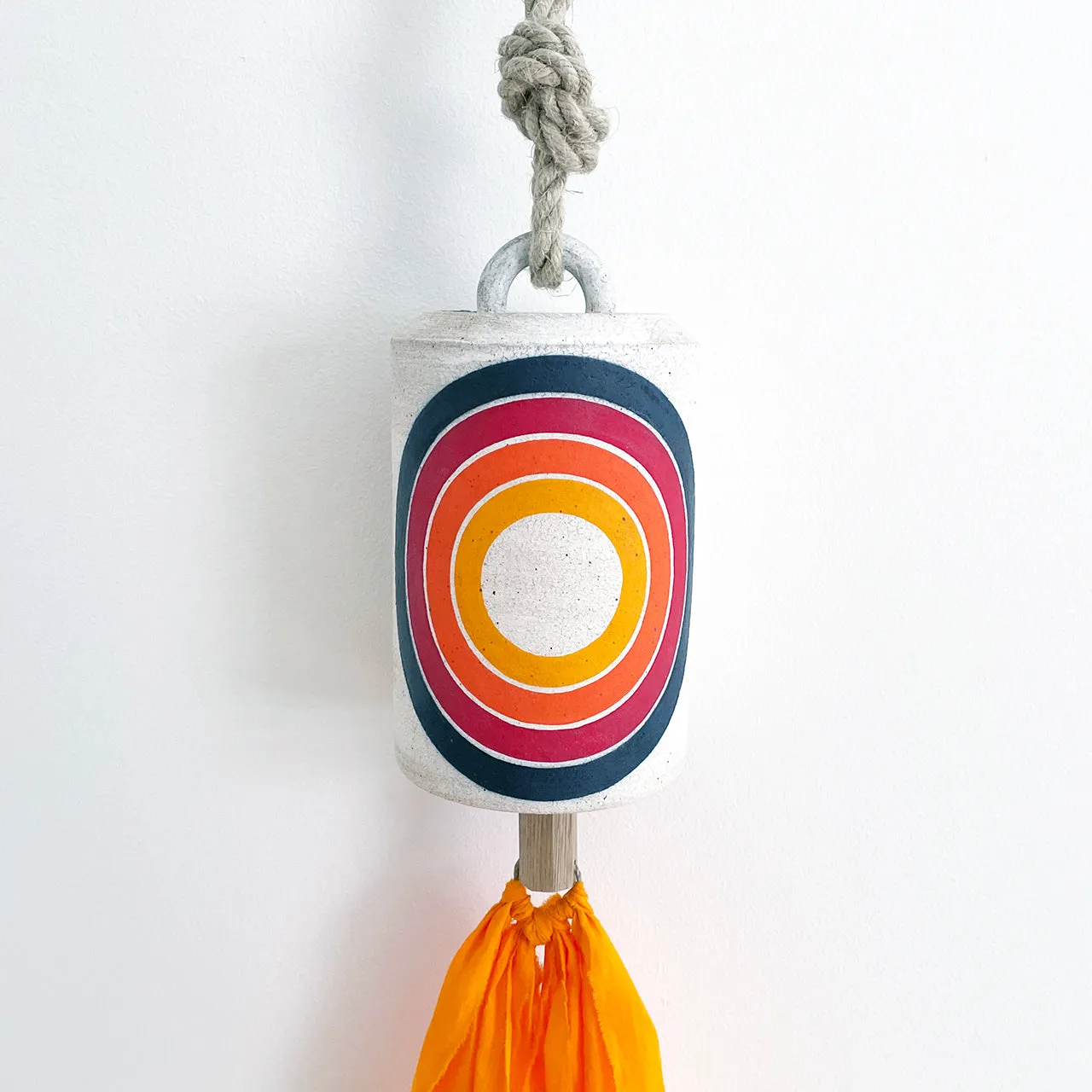 Thrown Bell Tall: Rings Rainbow Tassel