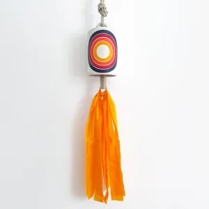Thrown Bell Tall: Rings Rainbow Tassel