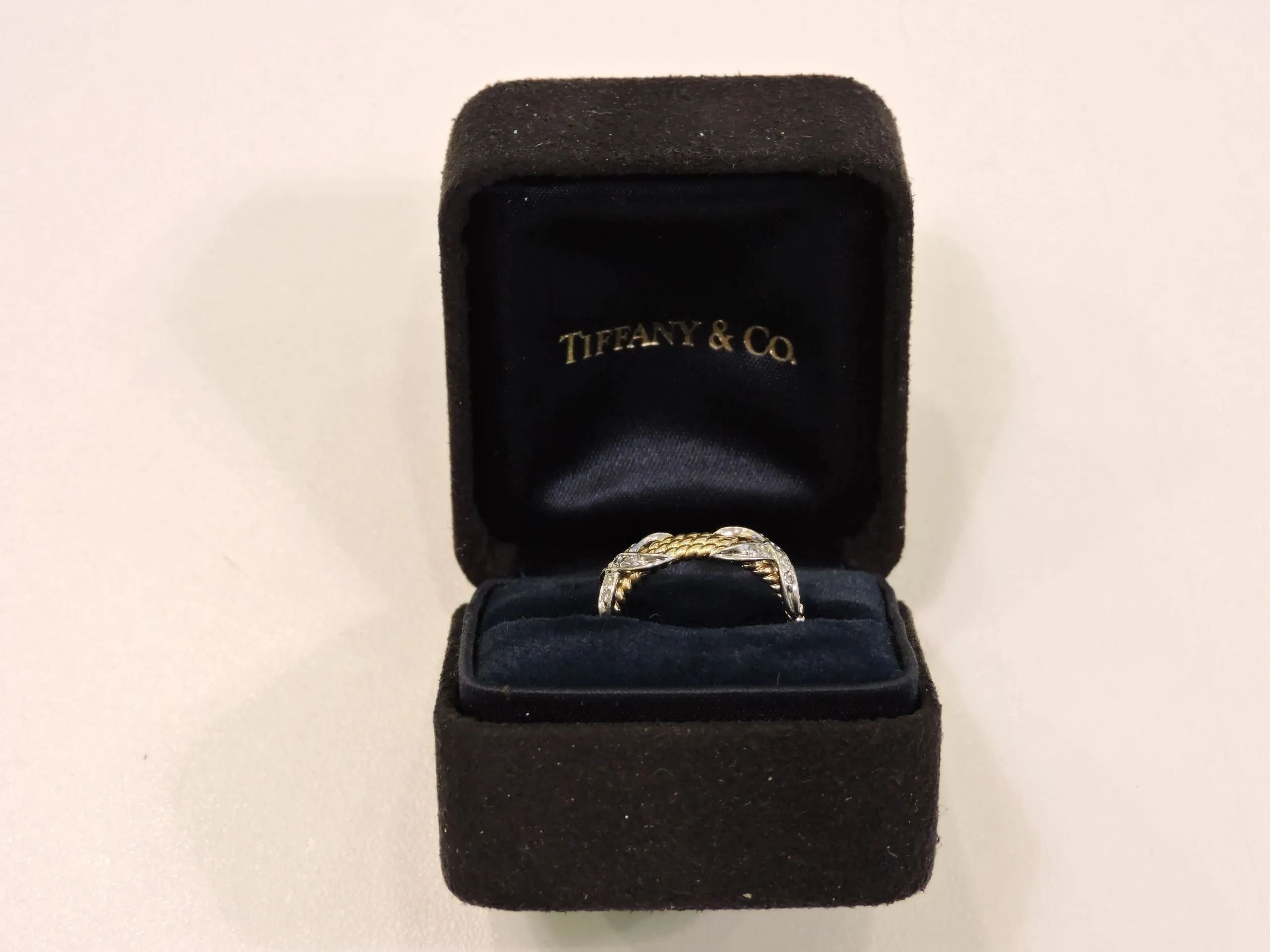 Tiffany & Co. Three-Row Rope & Diamond Ring Size 5