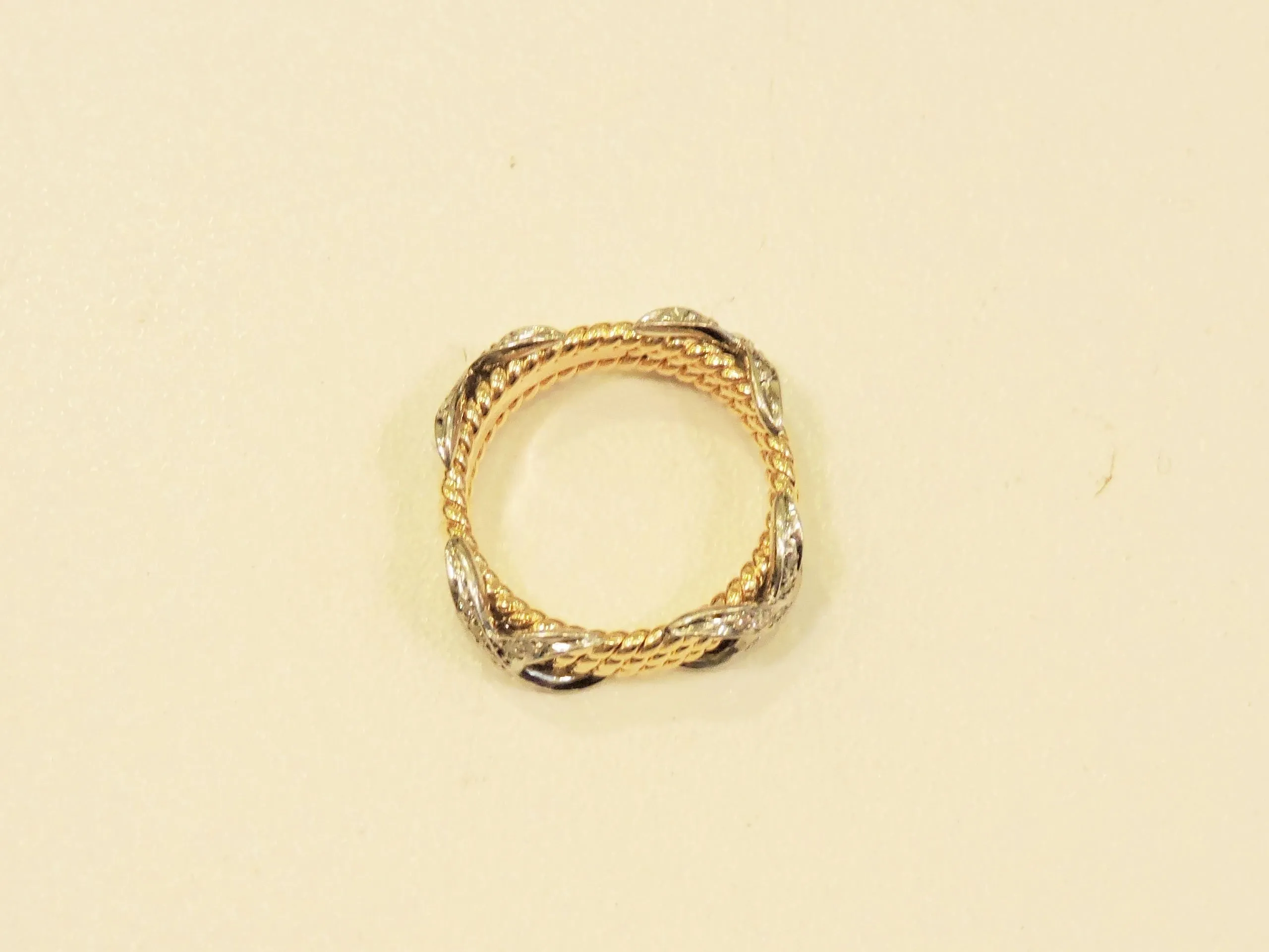 Tiffany & Co. Three-Row Rope & Diamond Ring Size 5