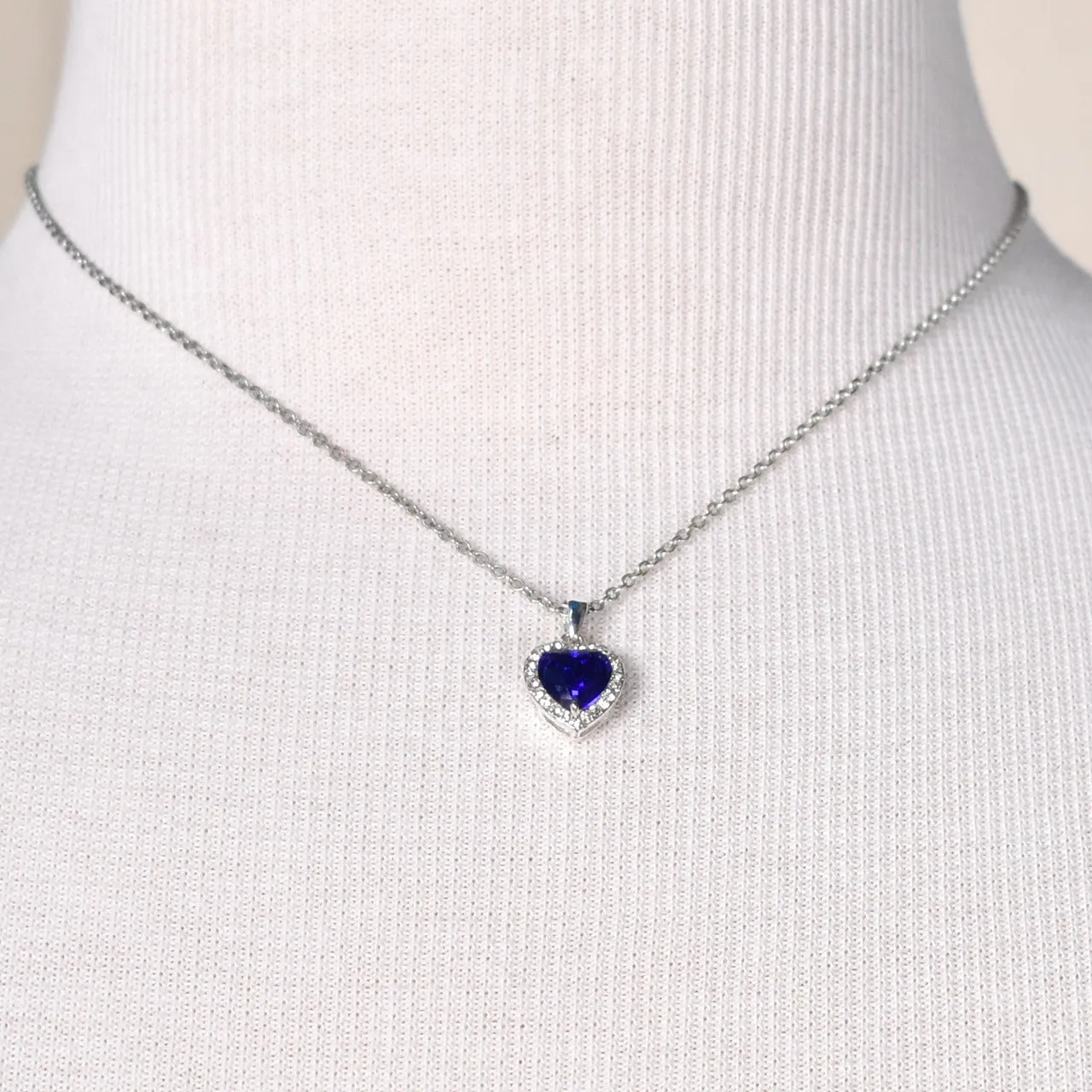 Tiny Blue Heart Necklace