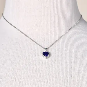 Tiny Blue Heart Necklace