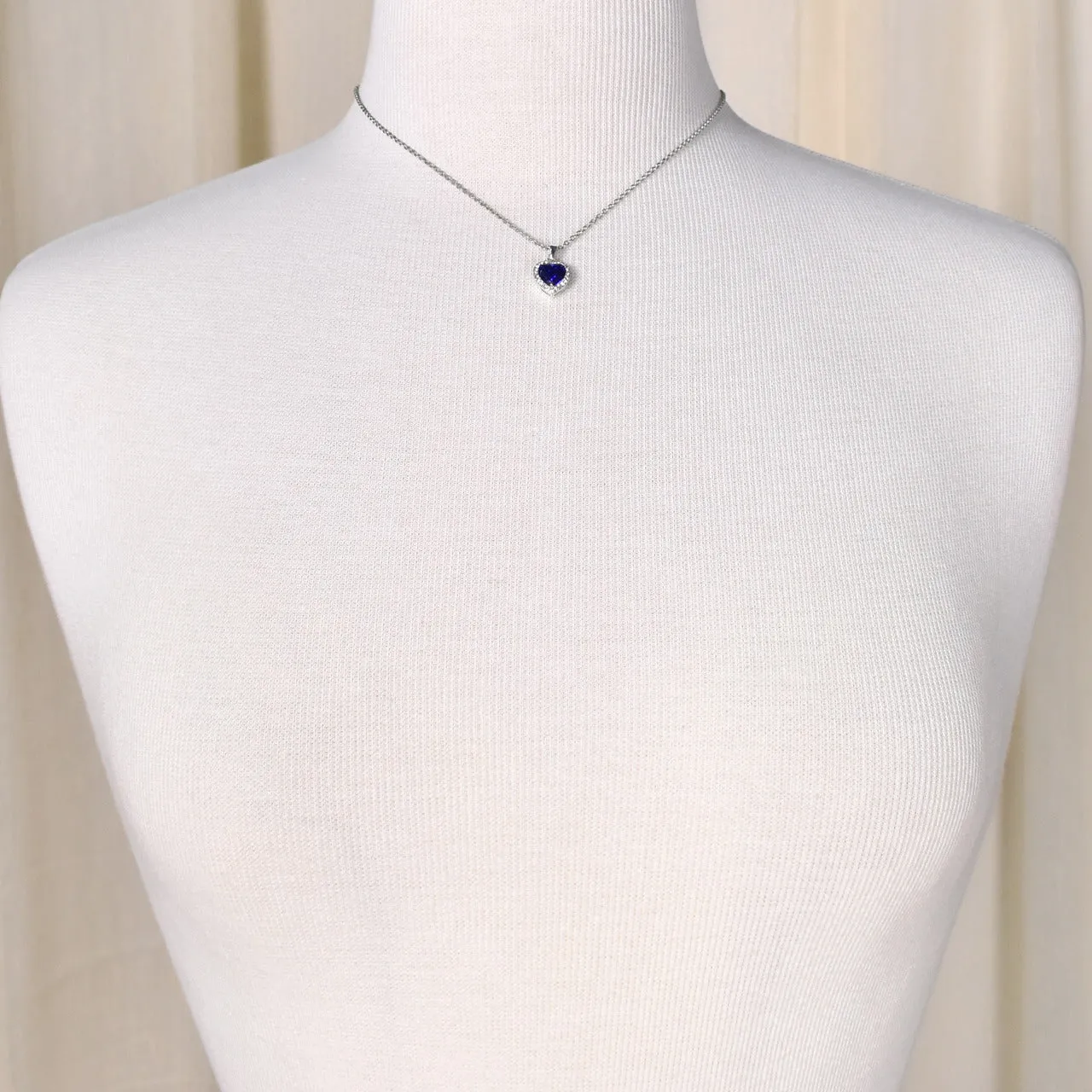 Tiny Blue Heart Necklace