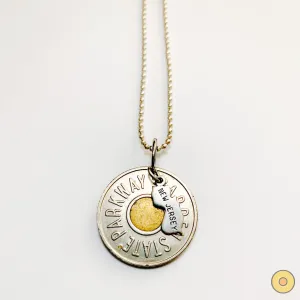 Token w/ NJ State Charm Tiny Ball Chain Necklace