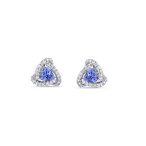 Trillian shaped  Tanzanite & Diamond Studs