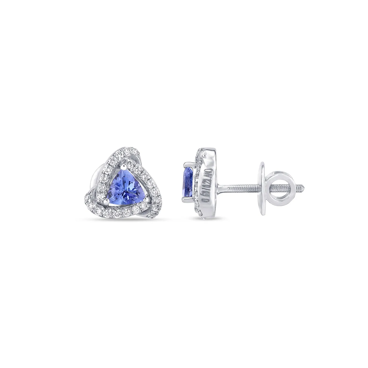 Trillian shaped  Tanzanite & Diamond Studs
