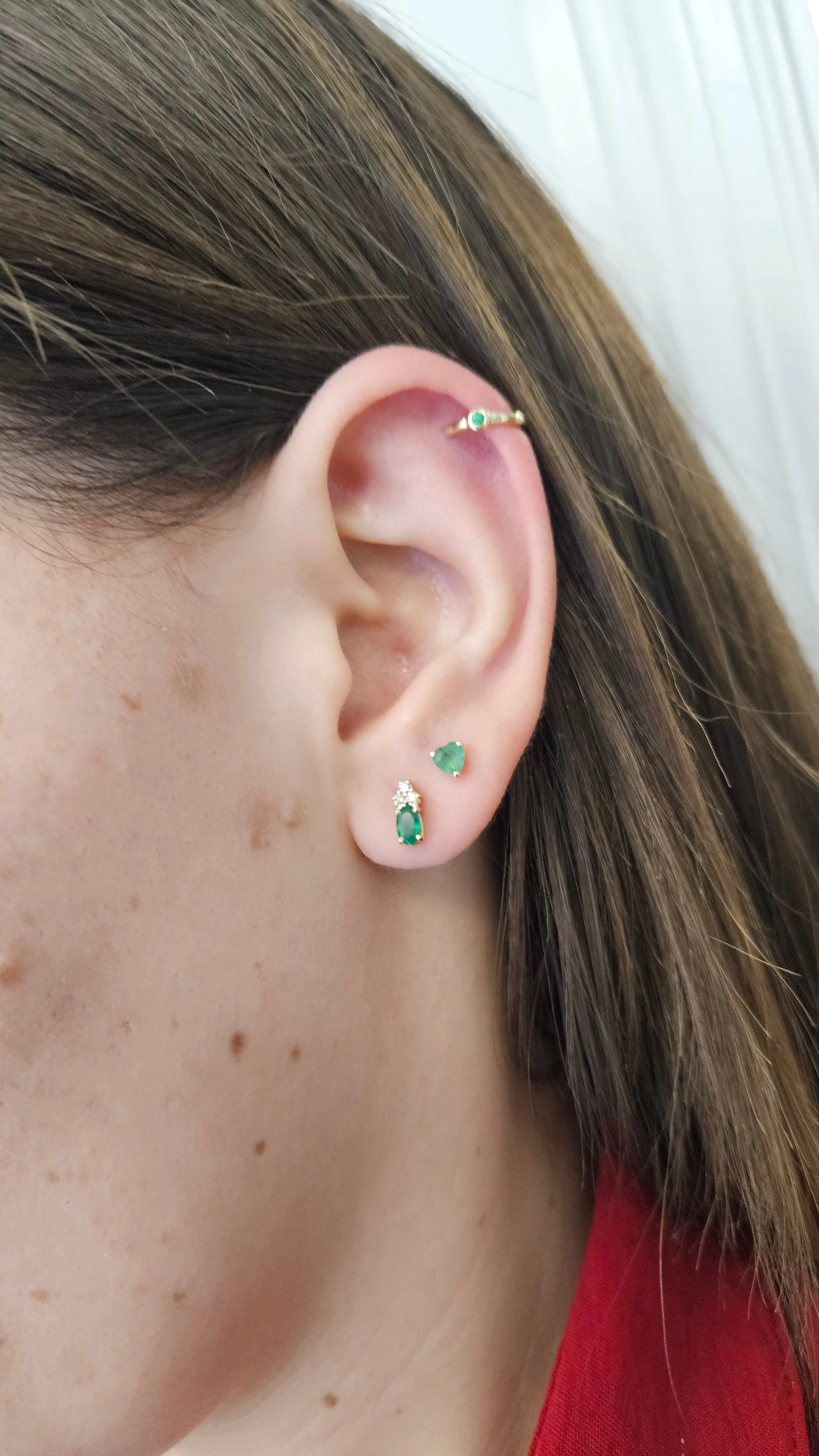 Trio Diamond Oval Cut Color Stone Earrings