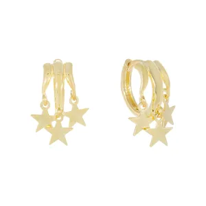 Triple Dangle Star Huggie Earring