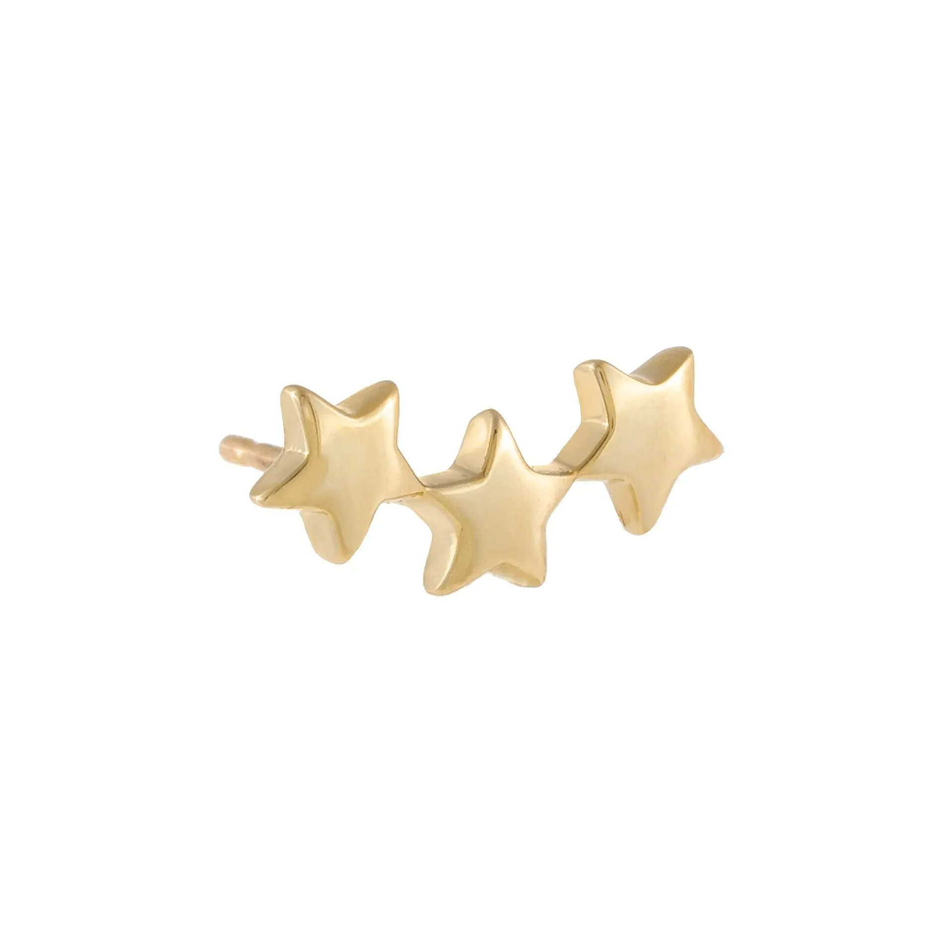 Triple Star Stud Earring 14K