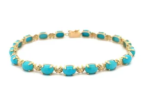 Turquoise Bracelet in 14k Yellow Gold