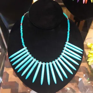 Turquoise Howlite spike necklace
