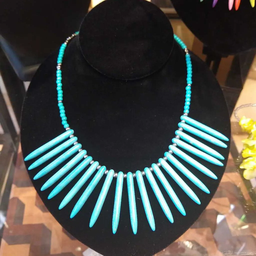 Turquoise Howlite spike necklace