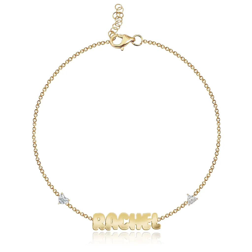 Two Diamond Multi Shape Cutout Name Bracelet
