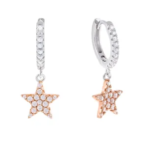Two-Tone Dangle Star Huggie Earring