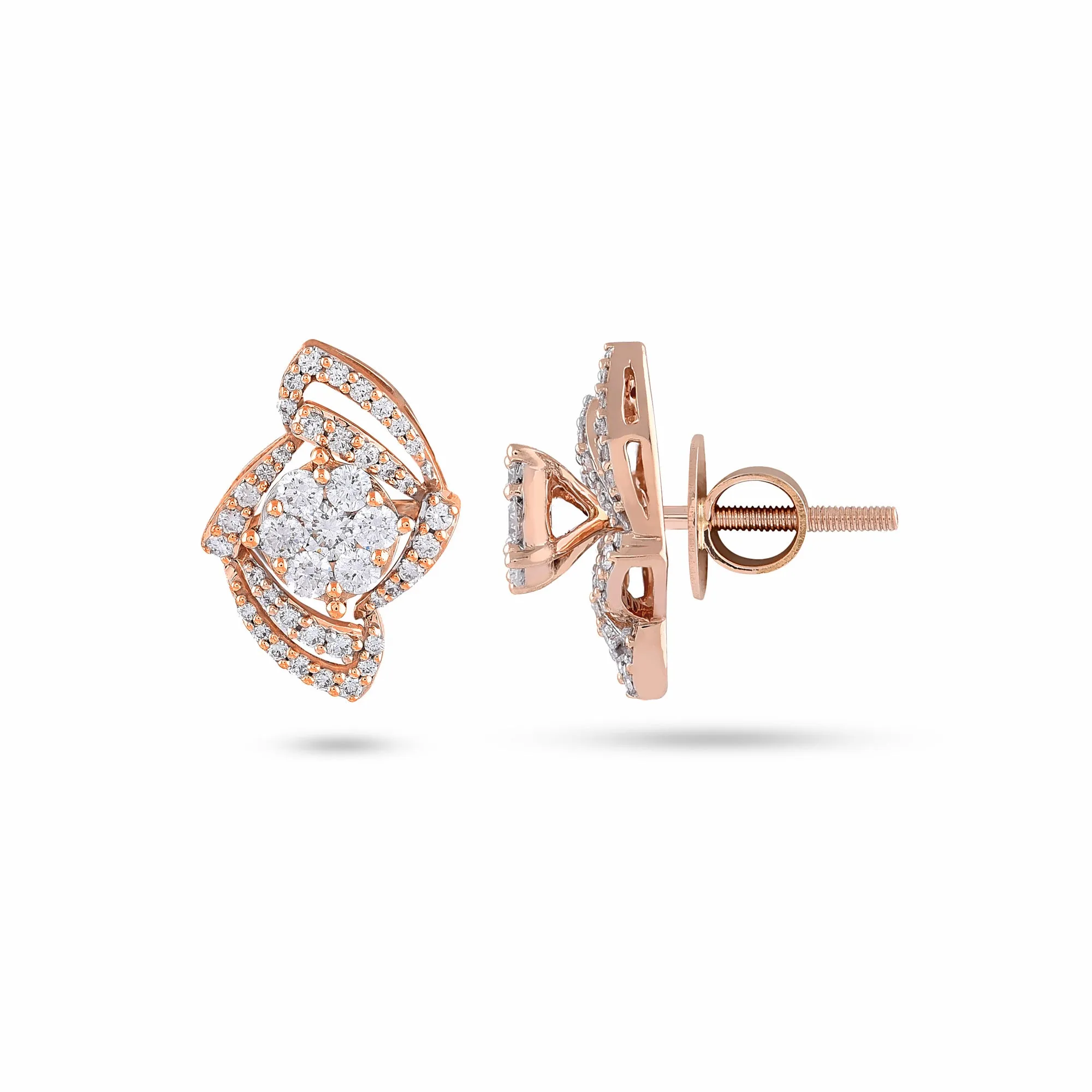 Two Way Wearable Cross Jacket Stud Earrings  in Illusion Setting