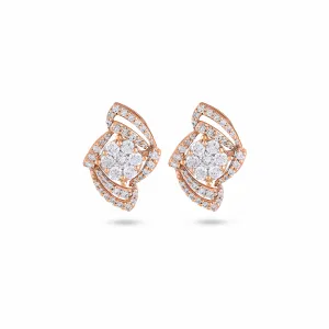 Two Way Wearable Cross Jacket Stud Earrings  in Illusion Setting