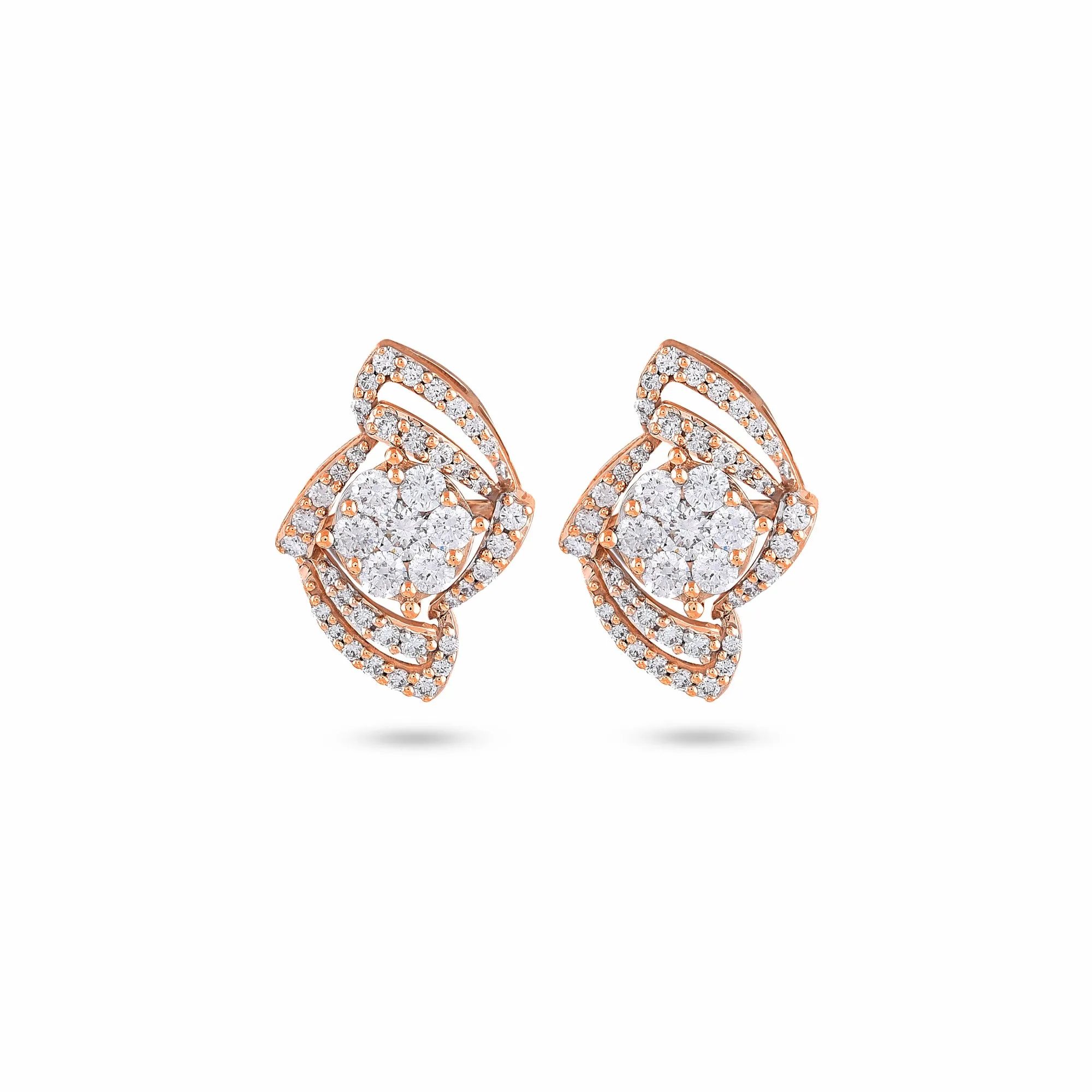 Two Way Wearable Cross Jacket Stud Earrings  in Illusion Setting