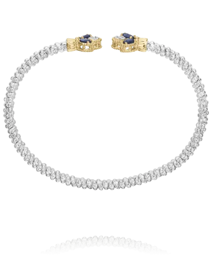 Vahan Sterling Silver & 14K Yellow Gold Blue Sapphire Leaf Diamond Bracelet