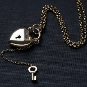 Victorian Heart Padlock & Key Necklace