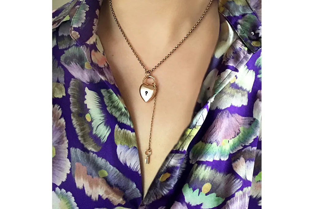 Victorian Heart Padlock & Key Necklace