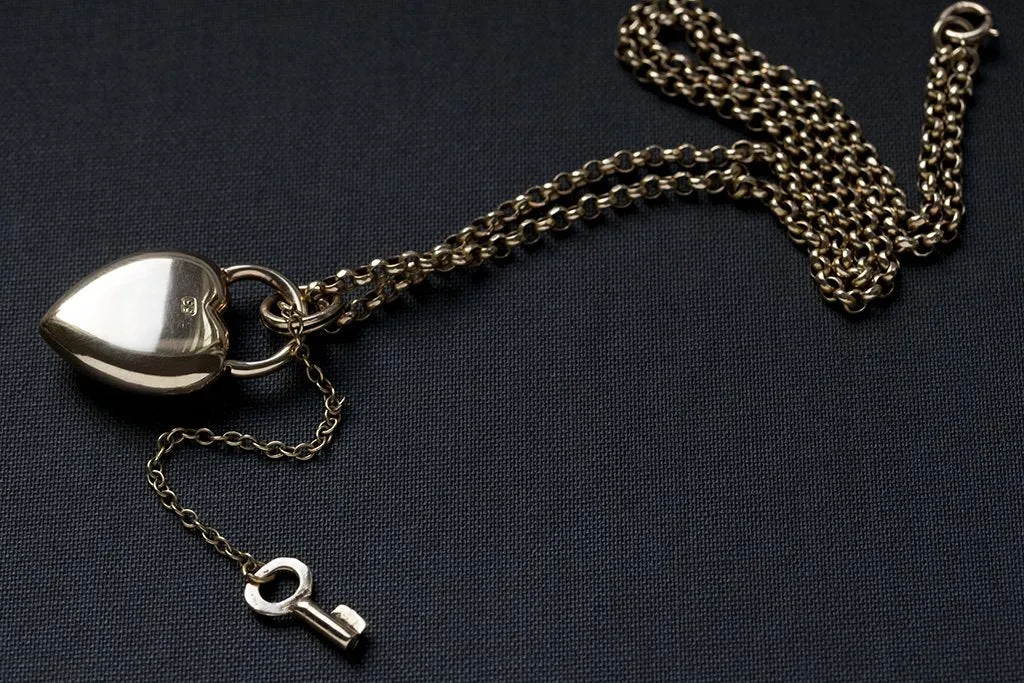 Victorian Heart Padlock & Key Necklace