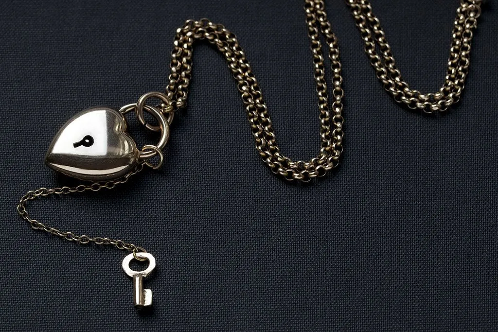 Victorian Heart Padlock & Key Necklace