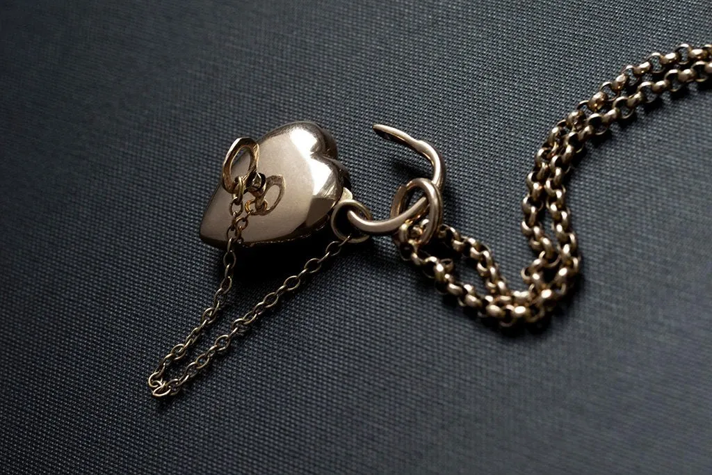 Victorian Heart Padlock & Key Necklace