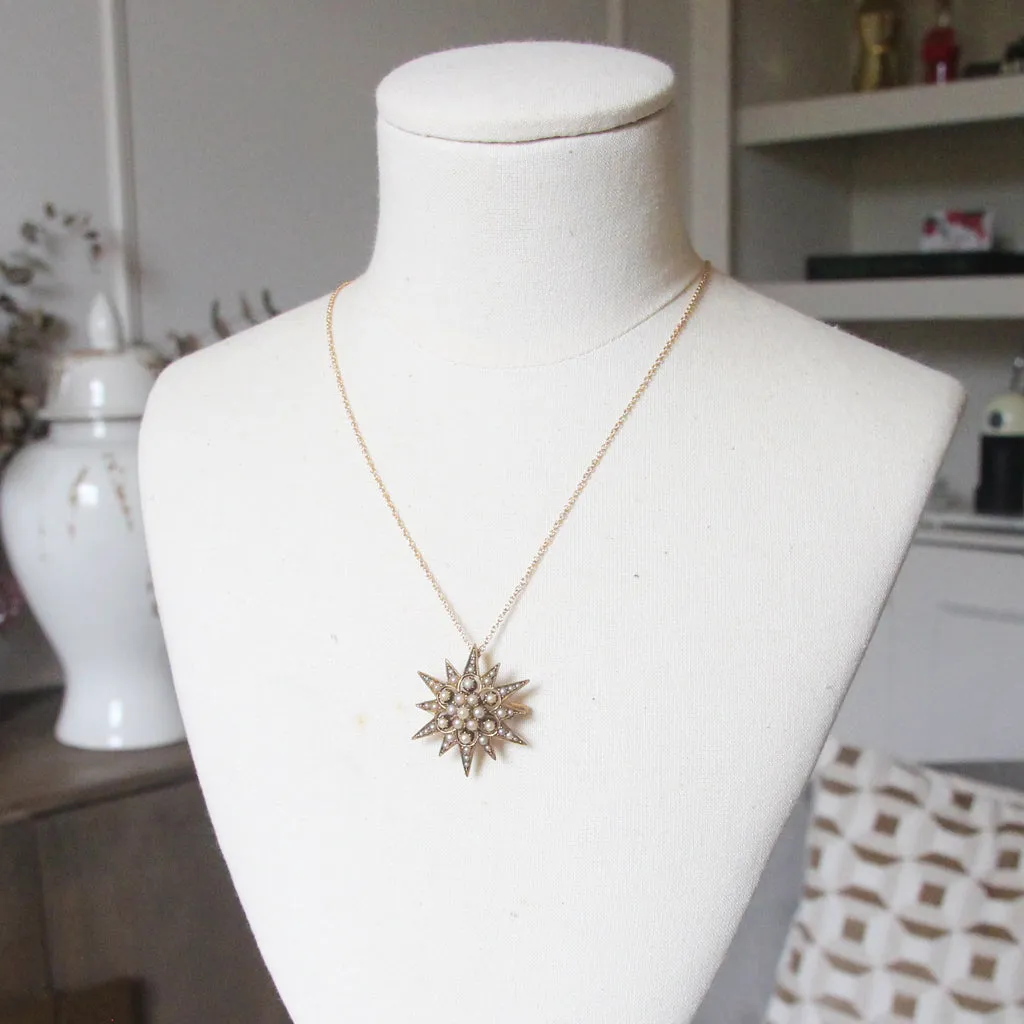 Victorian Pearl Star Pendant/ Brooch