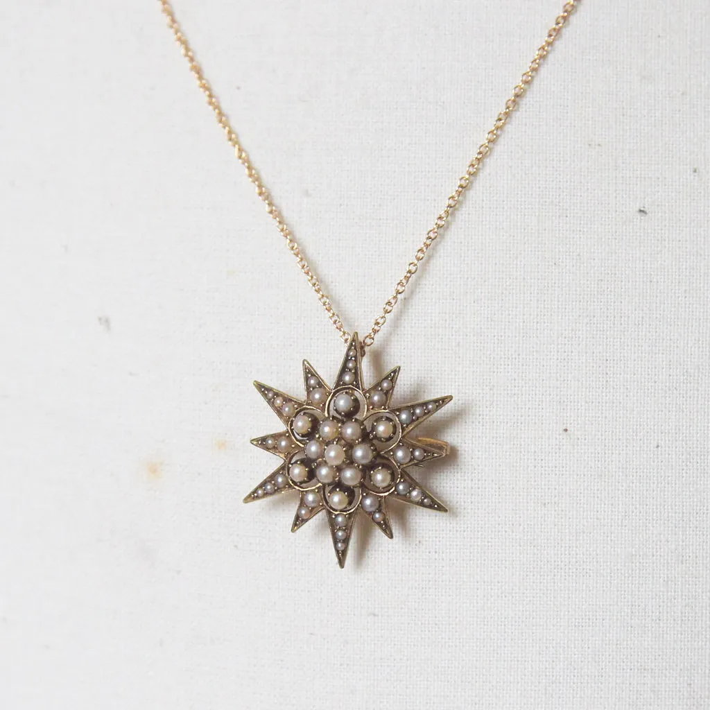 Victorian Pearl Star Pendant/ Brooch