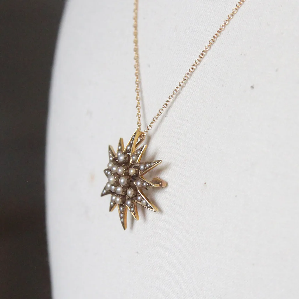 Victorian Pearl Star Pendant/ Brooch