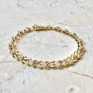 Vintage 14 Karat Yellow Gold Bezel-Set 1 Carat Diamond Tennis Bracelet