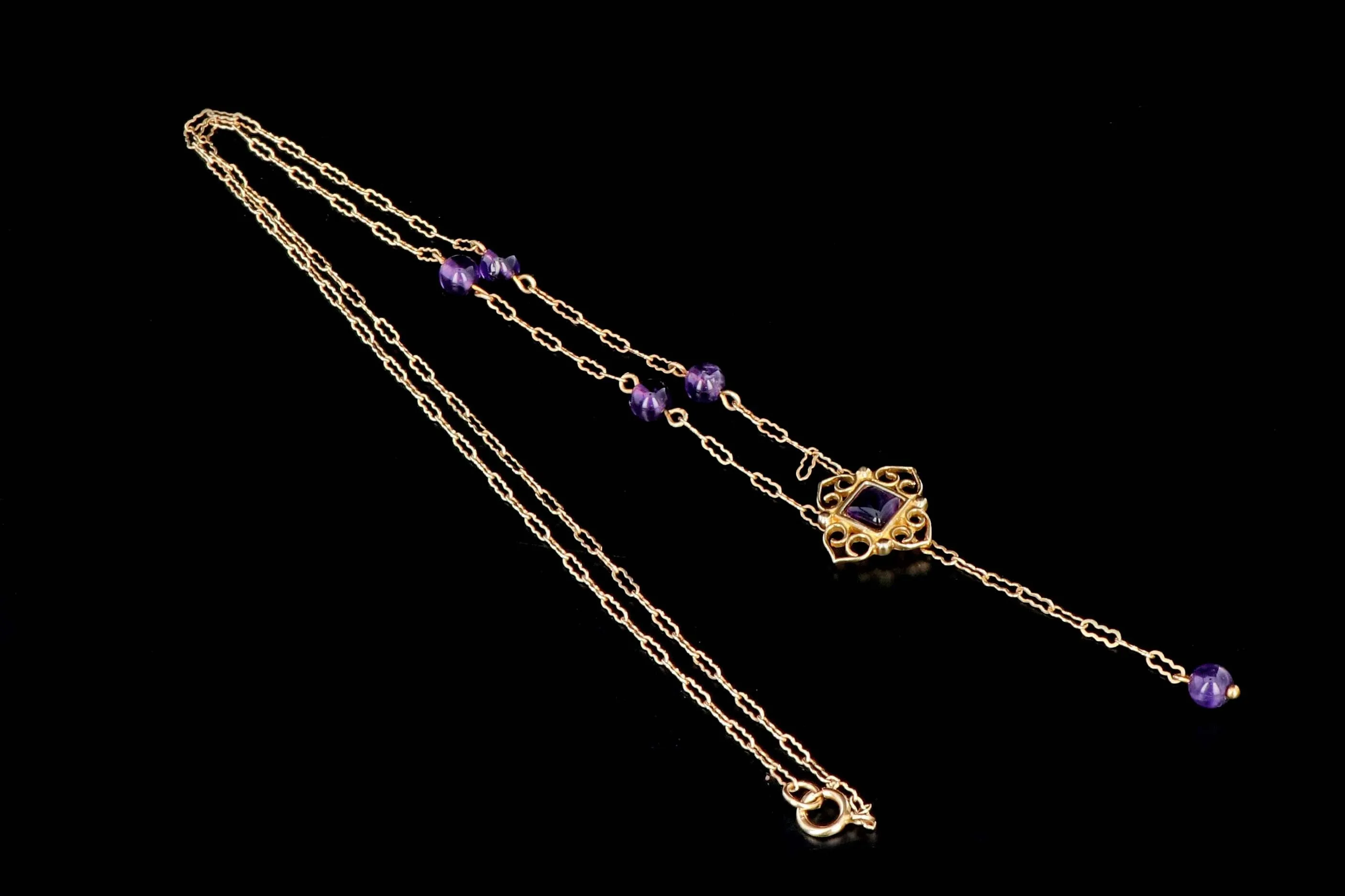 Vintage 14K Yellow Gold Amethyst Necklace