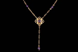 Vintage 14K Yellow Gold Amethyst Necklace