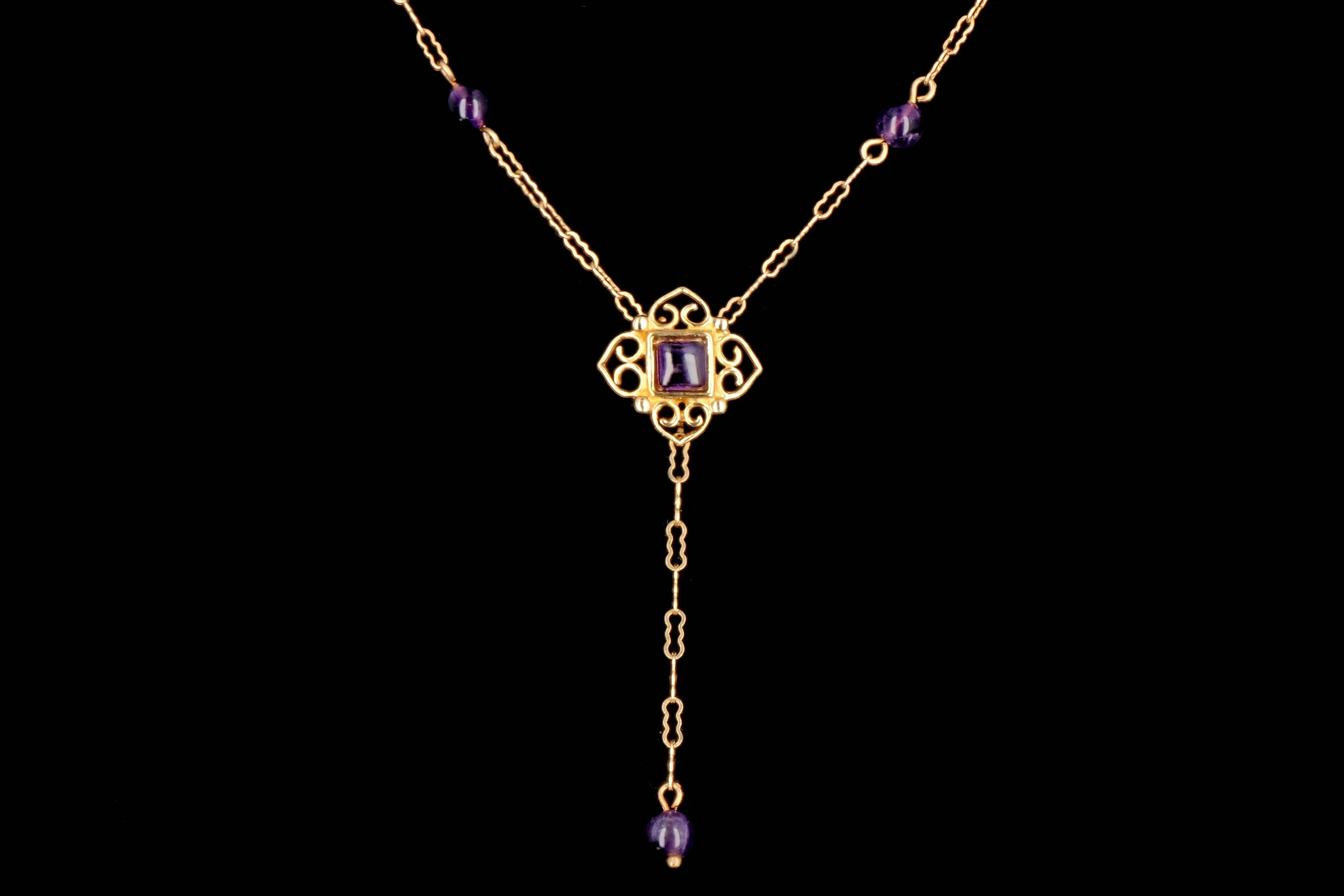 Vintage 14K Yellow Gold Amethyst Necklace