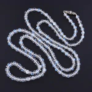 Vintage Art Deco Moonstone Bead Necklace