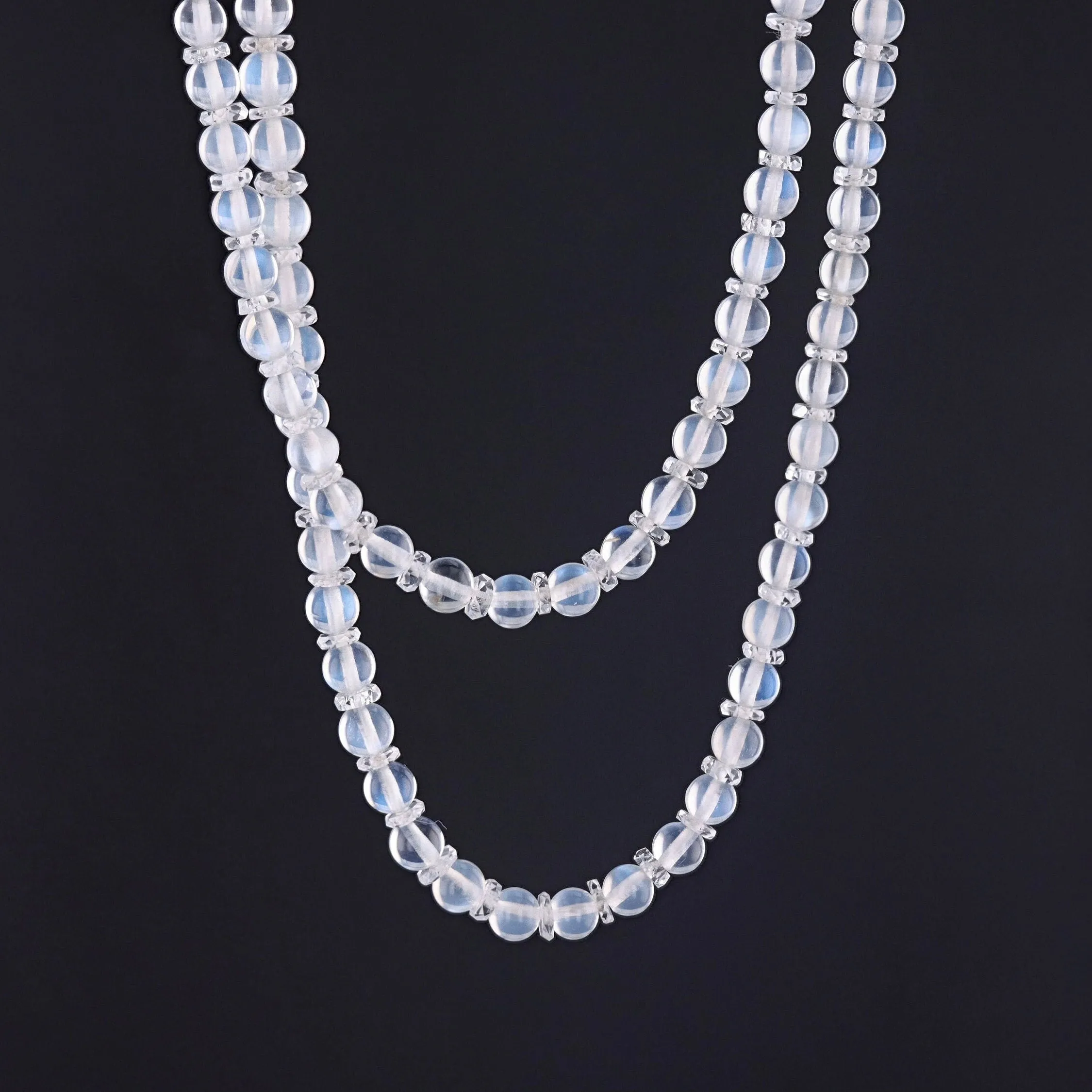 Vintage Art Deco Moonstone Bead Necklace