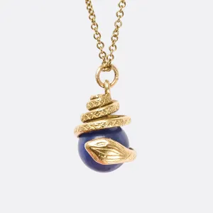 Vintage Coiled Serpent & Orb Pendant