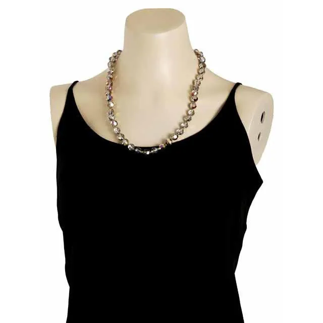 Vintage Estate Jewelry Beads Mirror Aurora Crystal Necklace 10Kt Clasp