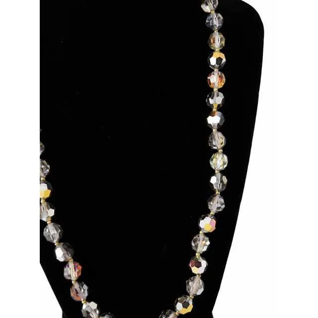Vintage Estate Jewelry Beads Mirror Aurora Crystal Necklace 10Kt Clasp