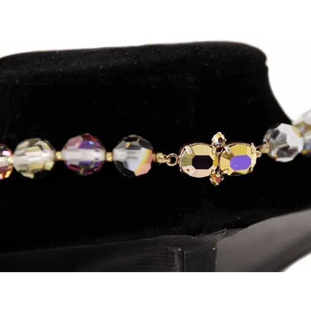 Vintage Estate Jewelry Beads Mirror Aurora Crystal Necklace 10Kt Clasp