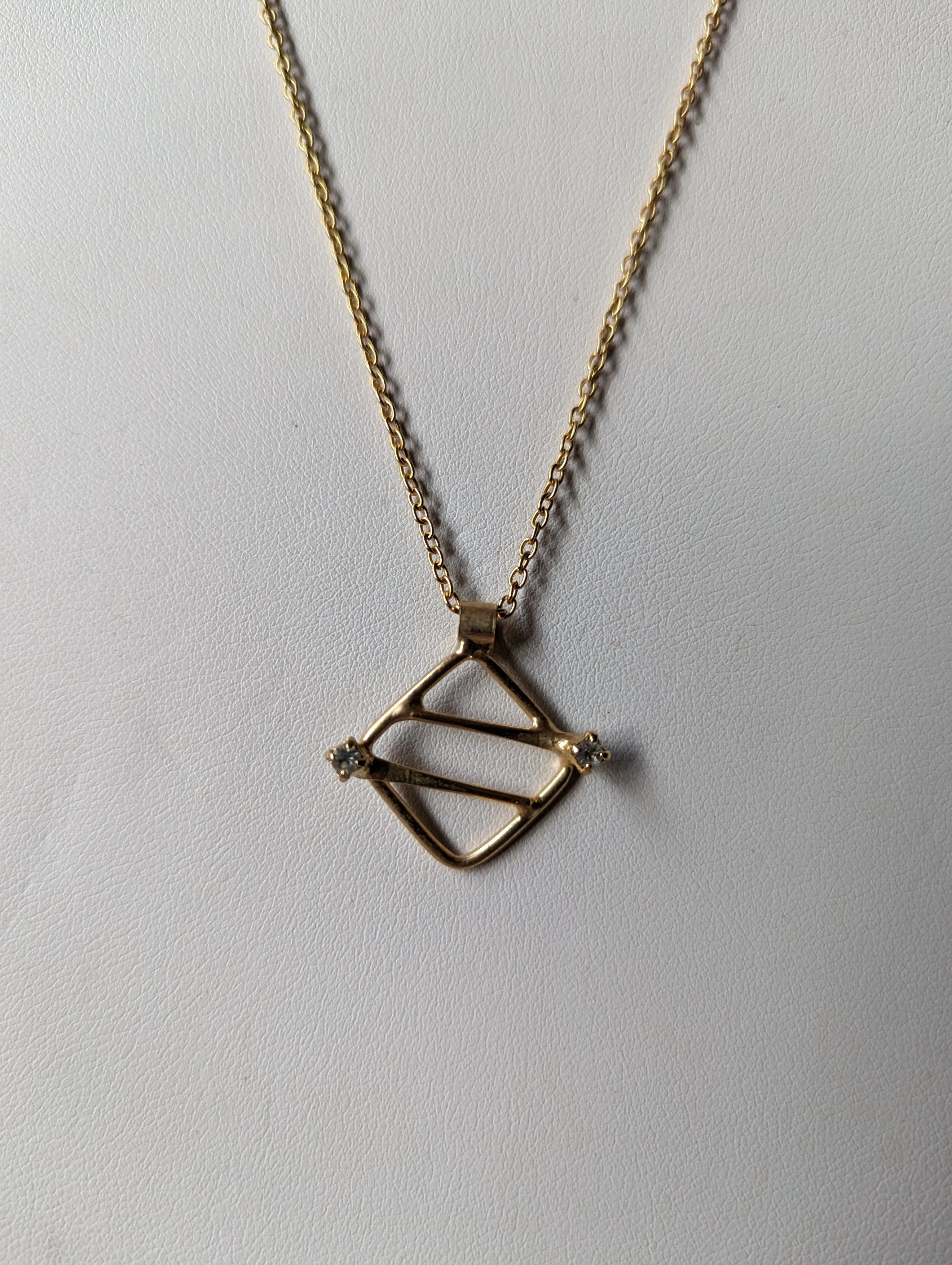 Vintage - Gold Square Diamond Necklace