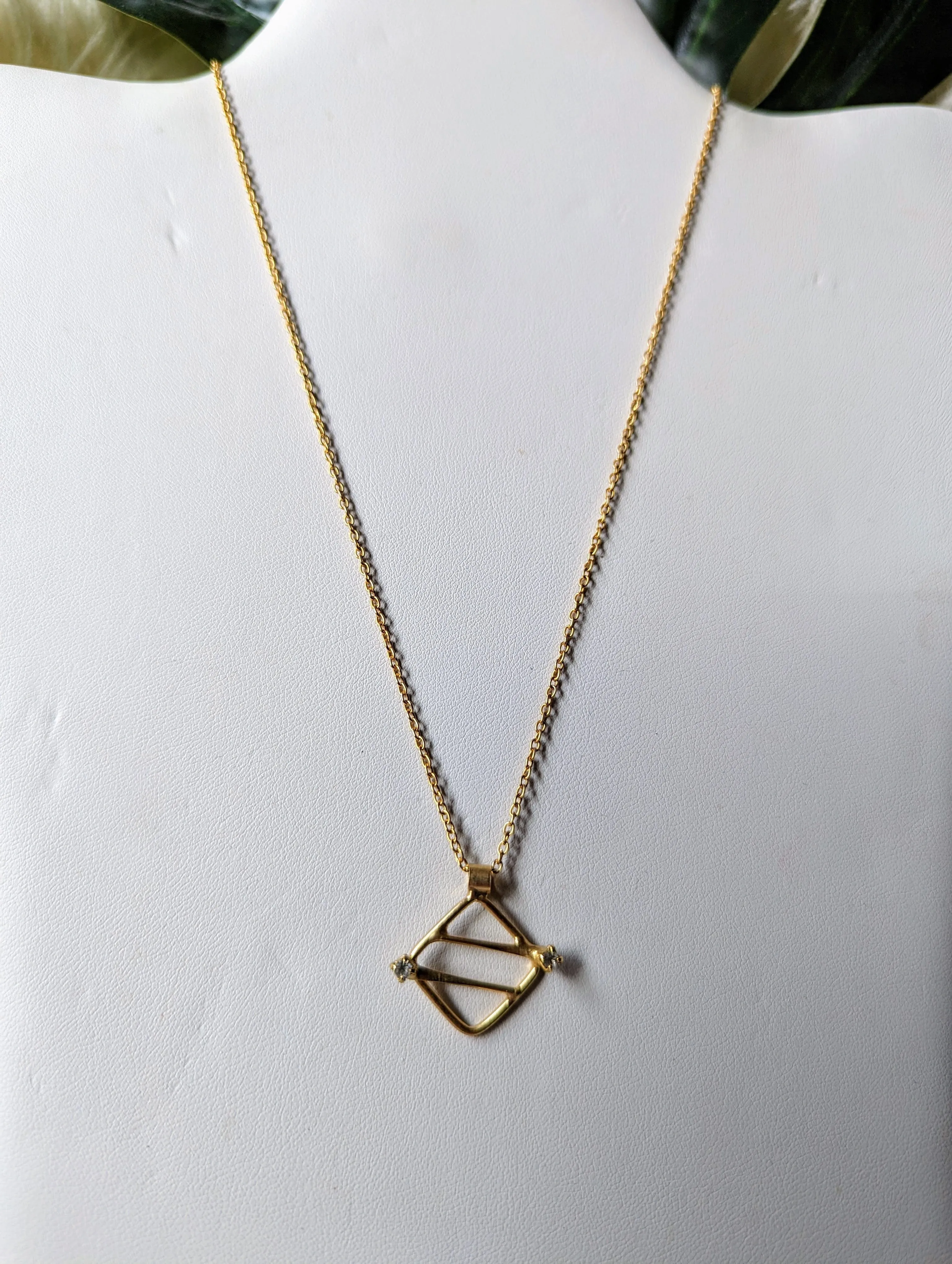 Vintage - Gold Square Diamond Necklace