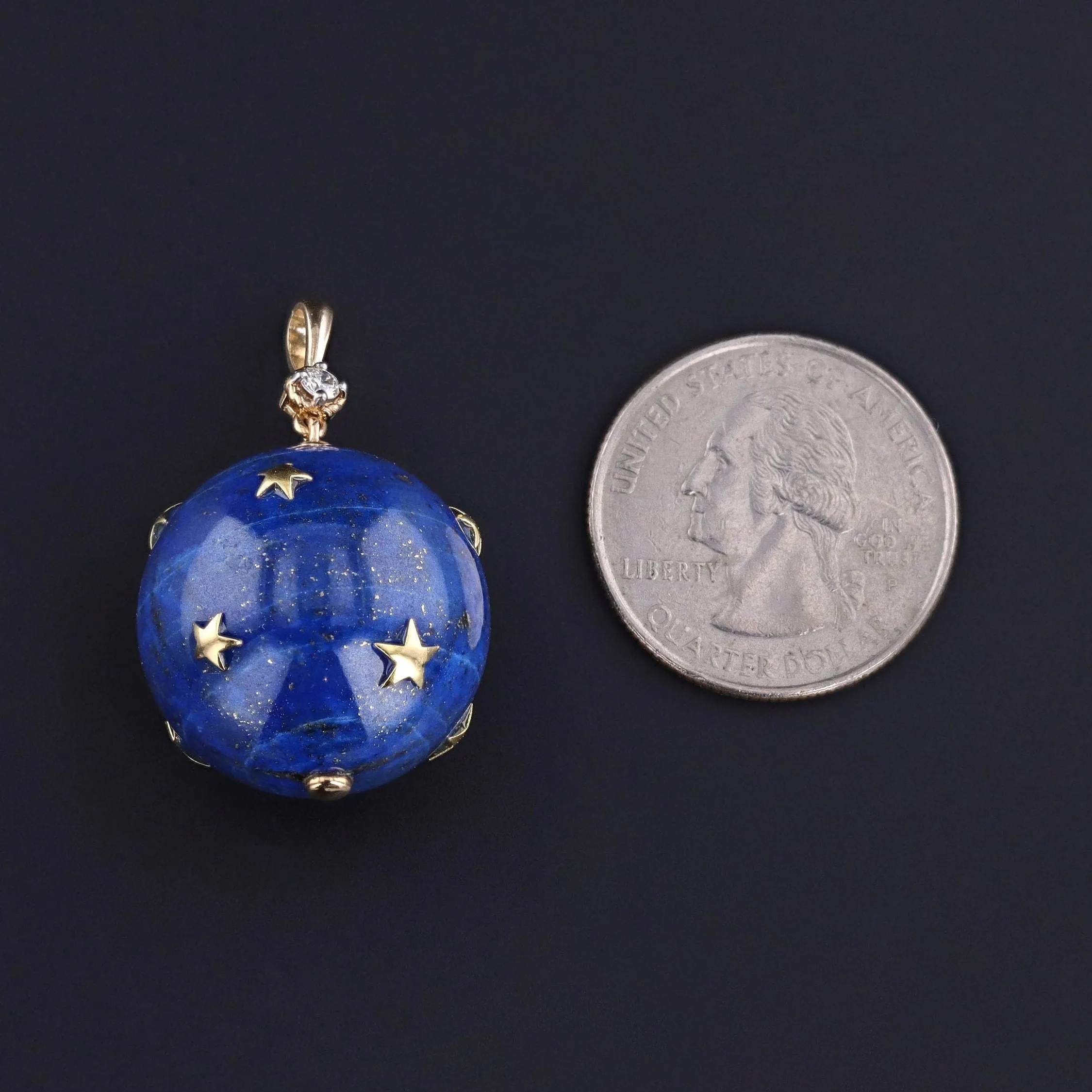 Vintage Lapis Lazuli and Diamond Star Pendant