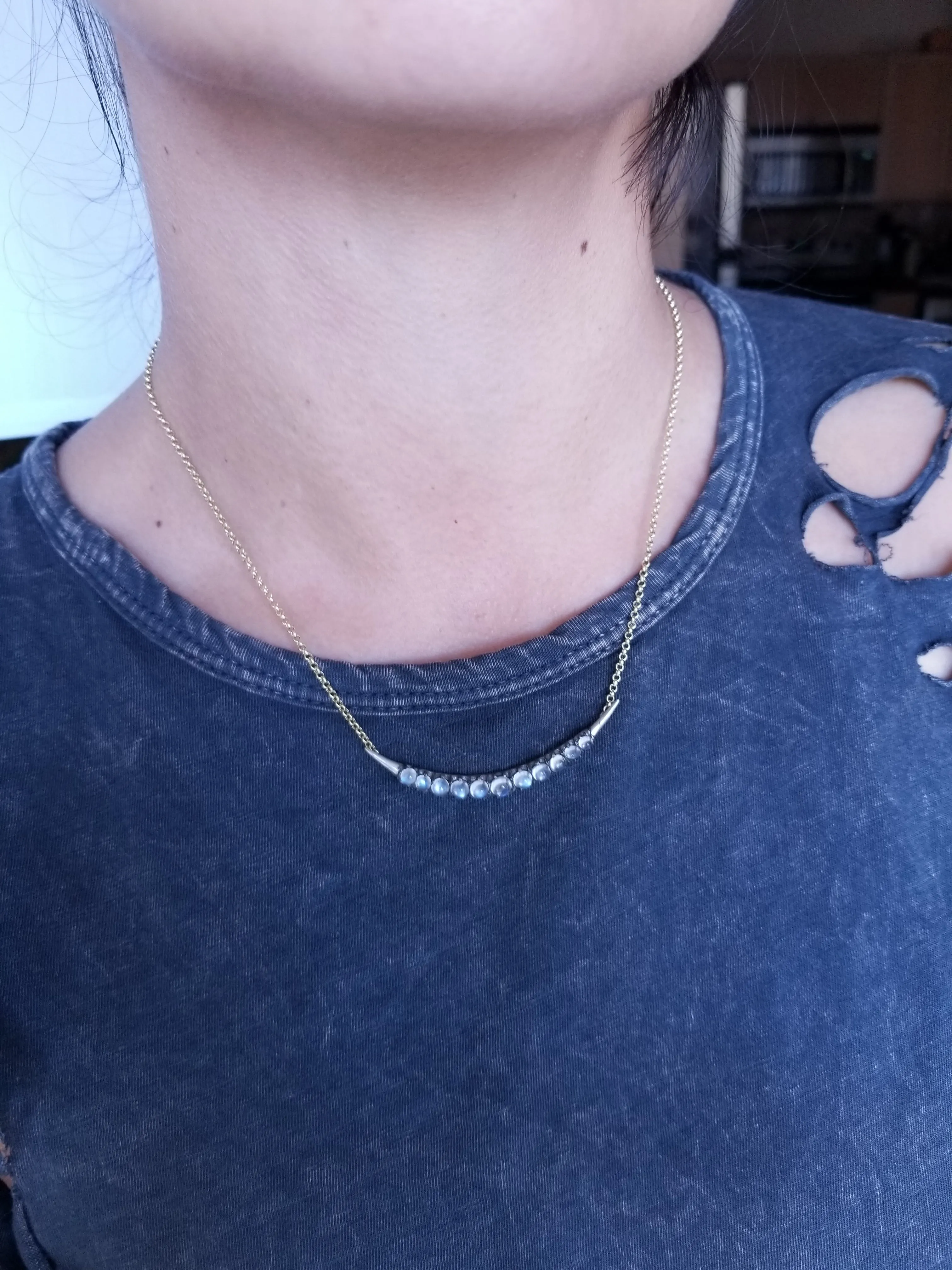 VINTAGE MOONSTONE CRESCENT BROOCH NECKLACE CONVERSION