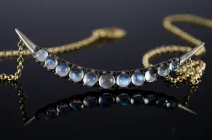 VINTAGE MOONSTONE CRESCENT BROOCH NECKLACE CONVERSION